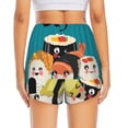 thumbnail image 4 of Uemuo I Love Sushi Pattern Women's Athletic Shorts High Waisted Running Shorts with Liner Pockets Gym Elastic Workout Shorts-Small, 4 of 9