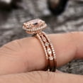 thumbnail image 4 of 5.75 Carat 10mm Cushion Morganite Wedding Set Diamond Moissanite 10k Rose Gold Engagement Ring Art Deco Half Eternity, 4 of 5