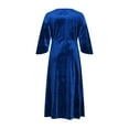 thumbnail image 5 of Qulqfy Guest Wedding Dresses for Women 2025 Velvet Maxi Blue Half Sleeve Crewneck Fashion High Waist Dresses Dress for Women L, 5 of 6