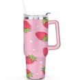 thumbnail image 2 of 40 oz Strawberry Cute Cup with Handle Double Wall Vacuum Insulation Travel Mug Gift for Travel Commuting, 2 of 7