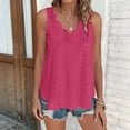 thumbnail image 5 of Htigea Womens Plus Size Tank Top Eyelet Sleeveless V Neck Flowy Camisole Boho Summer Going Out Top Hot Pink XXXXXL, 5 of 8