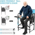 thumbnail image 6 of YEXJ 26" Tall Directors Chair Height Seat Folding with Side Table Storage Bag, Support for 300Lbs Portable Makeup Artist Chair with Bar Height(Blue/Black), 6 of 9