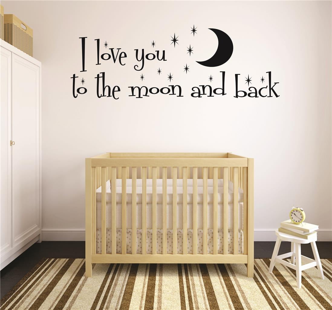 Wall Design Pieces I Love You To The Moon Back Quote Stars Baby Boy Girl Unisex x40 Walmart Com