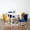 Blue/Yellow, variant on Roundhill Furniture Amoa Contemporary 5-Piece Dining Set, White Round Dining Table with 4 Chairs, Yellow