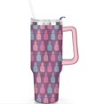thumbnail image 2 of 40oz Tropical Pineapple Pattern Stainless Steel Flip Straw Tumbler Spill Proof Travel Cup Double Wall Vacuum Insulated Coffee Mug with Top Handle, 2 of 6