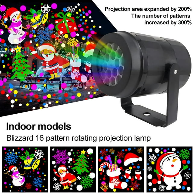 16 patrones de luces de proyector de Navidad, lámpara de proyección LED de Navidad, luces de proyector de Papá Noel en movimiento, Navidad