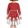 thumbnail image 3 of Renewold Cozy Self Cultivation Red Dresses for Kids Toddler Christmas Snowflake Snowman Long-Sleeve Scoop Neck Girls Dress Size S Winter Outdoor Sundress, 3 of 4