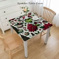 thumbnail image 2 of nygtbtfer Christmas Tablecloth Rectangle Green Flower Fabric Table Cloth Washable Table Cover for Picnic Dinner Table Home Kitchen Christmas Party Decoration, 2 of 7