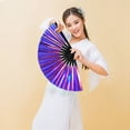 thumbnail image 2 of opvise Folding Fan 13 Ribs Burr Free Brilliant Color Transparent 13 Inch Large Shining Rave Hand Fan, 2 of 4