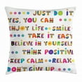 thumbnail image 1 of Colorful Throw Pillow Cushion Cover, Motivational Slogans with Cheerful Funny Typography Design with Daisy Blossoms, Decorative Square Accent Pillow Case, 20 X 20 Inches, Multicolor, by Ambesonne, 1 of 2