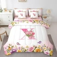thumbnail image 1 of Erosebridal Lit avec Initiale de Lettres dans un Sac Taille Complète, Ensemble de Lit Personnalisé Monogrammé, Décoration Florale, Réversible, 7 Pcs, 1 of 1