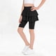 thumbnail image 1 of Pantalones cortos de pijama de color liso para niños, tallas medianas y grandes, con cintura elástica y tejido elástico de poliéster para yoga., 1 of 7