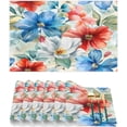 thumbnail image 4 of Placemats Set of 4 Heat-Resistant Rectangle Place Mats Floral Flower Colorful Washable Plastic PVC Dining Table Mat Non-Slip Wipeable Woven Vinyl Placemat for Kitchen Patio Table Decor, 4 of 8