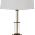 thumbnail image 3 of 3 Way Table Tamp with Stacked Pyramid Glass Body and Fabric Shade, White, 3 of 3