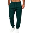 thumbnail image 2 of WULMLEO Men's Tapered Jogger Sweatpants Drawstring Waist with Pockets Cotton Athletic Lounge Pants Dark Green XL, 2 of 9
