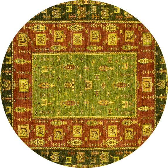 Ahgly Company Indoor Round Animal Yellow Traditional Area Rugs, 8' Round