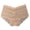Beige, variant on Plus Size Panties for Women Mid Rise Leaf Floral Lace Briefs Scalloped Edge Cotton Crotch Soft Breathable Daily Underwear