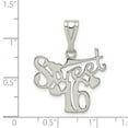 thumbnail image 2 of 925 Sterling Silver Solid Polished Sweet 16 Pendant Necklace 29x24mm Wide Pendant for Women, 2 of 2