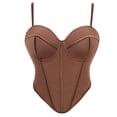 thumbnail image 2 of WRKEKC Tank Top for Women Faux Leather Solid Color Steel Bone Front Buckle Back Lace Bustier Slim Fit Party Tank, 2 of 9