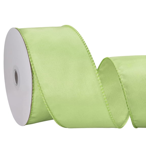 BVIEAKD Sage Green Double Faced Satin Wired Ribbon - 2.4 Inch x 10 Yards, Wired Edge Fabric Ribbon for Gift Wrapping, Christmas, Wedding, Birthday, DIY Craft Home Decor
