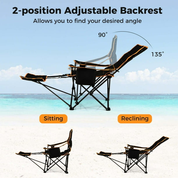 Goplus 2 PCS Folding Camping Chair with Footrest Adjustable Backrest Padded Cushion Walmart