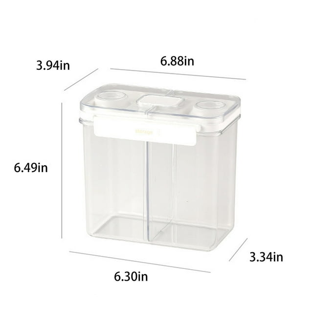 Clear Airtight Food Storage Container, 2.4L Bins With Lids, Multi-Compartment Grain Flour Holder, Kitchen Pantry Organizer, For Bulk Dry Goods, Snacks, Durable Plastic, Office Home Use $BS$3
