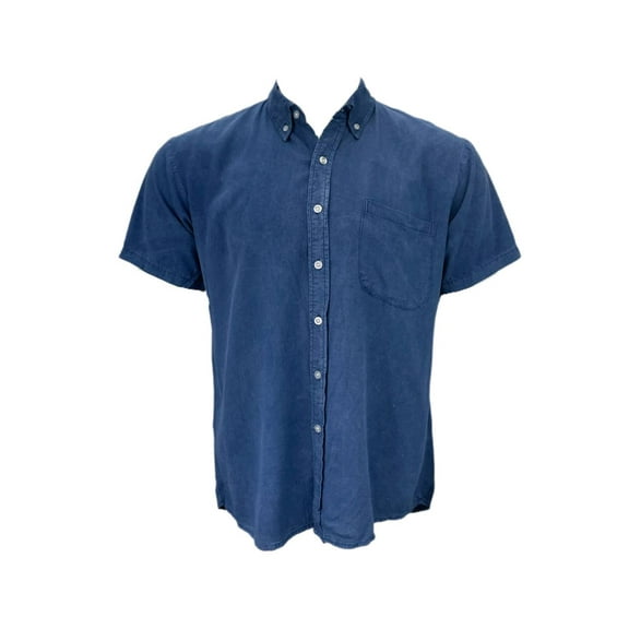 HANDSOME ME Men's Stone Wash Button-Down Shirt, Orange, S