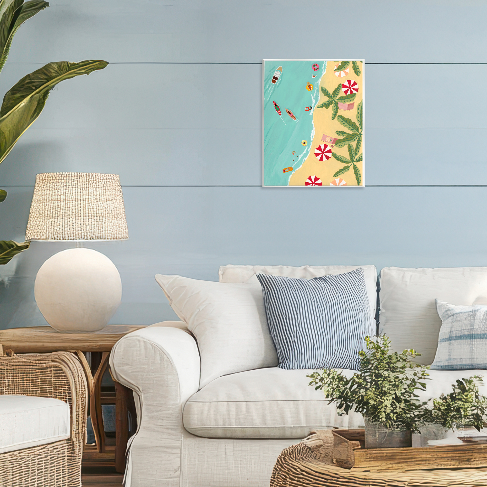 Busy Beach Day Hangout Wall Plaque Art, design by Nabeela Rumi