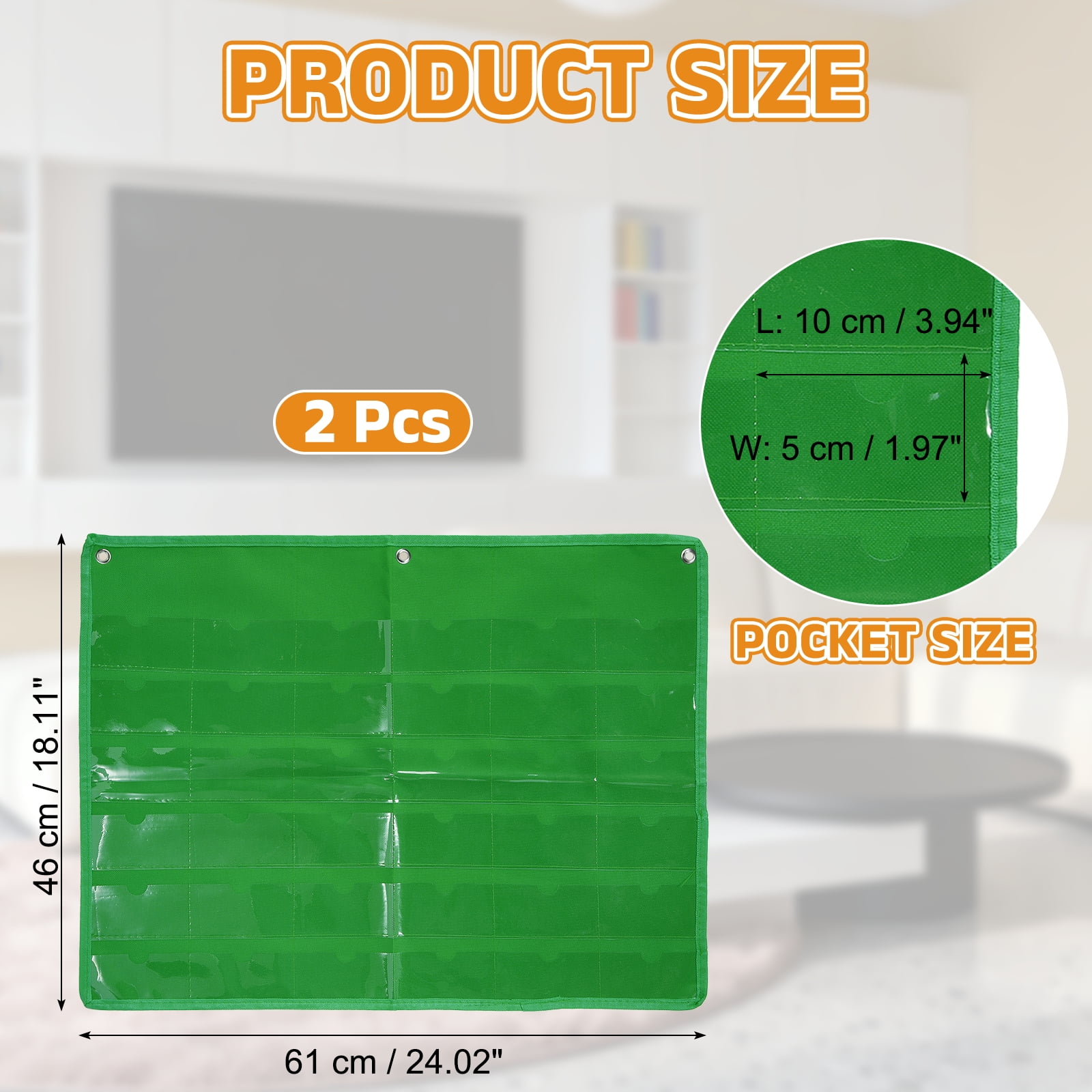 Uxcell 2 Pcs 2" x 4" Index Card Holder Sleeve, 36 Card Slots Organizer Sleeve for Office Home Organization, Green