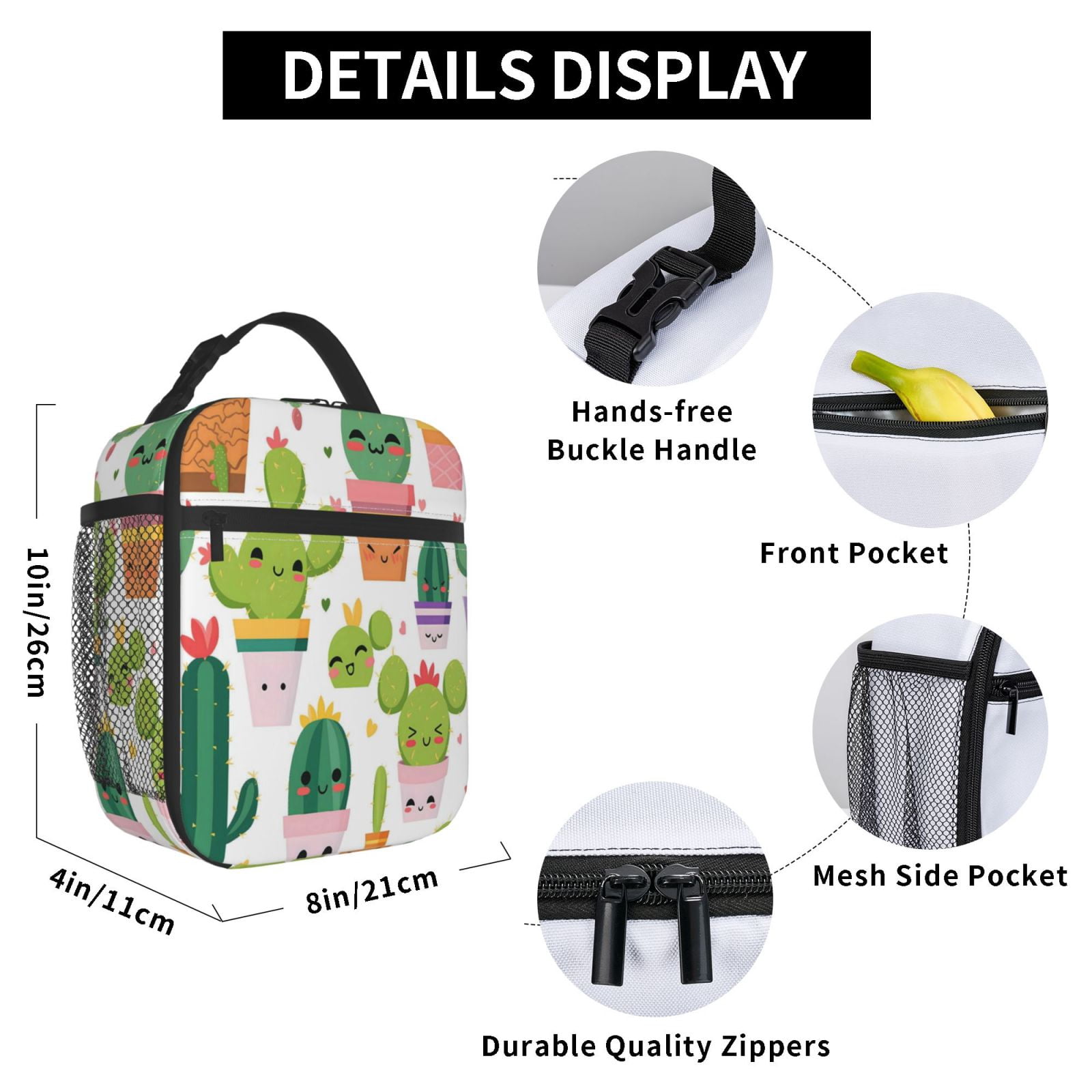 Lunch Bag For Women Men Insulated Portable Lunch Box Bento Box Office Picnic Travel Cooler Bag Cactus Potted Plant (2)