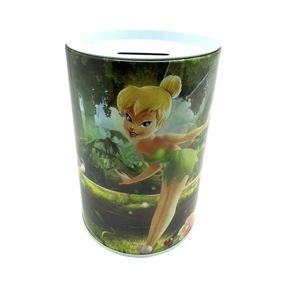 Disney Fairies Tinker Bell Metal Cylinder Tin Coin Bank