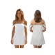 thumbnail image 2 of Minivestido de mujer sin mangas, con hombros descubiertos, plisado, liso, para cóctel de verano., 2 of 9