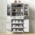 thumbnail image 1 of 71 Inch Kitchen Pantry Cabinet, Farmhouse Kitchen Cupboard with Barn Doors and Large Drawer, Tall Storage Cabinet with Hanging and Adjustable Shelves for Dining Room, Bathroom, Living Room, White, 1 of 9