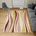 thumbnail image 2 of Vintage Turkish Area Rug, Retro Vibrant Stripes Funky Lines Design Patterns Abstract Print, Soft Carpet for Living Room Decor with Distressed Look, 6.6' X 9.6', Pale Chocolate, by Ambesonne, 2 of 4