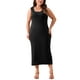 thumbnail image 2 of Vestido largo sin mangas de punto básico para mujer de tallas grandes Agnes Orinda 1X negro, 2 of 5