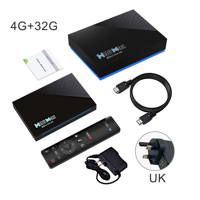 Caja de TV Reproductor multimedia de resolución 4K Cine en casa 2.4G WiFi Caja de televisión compatible con Bluetooth de cuatro núcleos, enchufe del Reino Unido, 4G + 32G Methold EL002293-03B