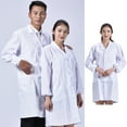 thumbnail image 3 of JUNTEX Women Men Unisex Long Sleeve White Lab Coat Notched Lapel Collar Button Down Medical Nurse Doctor Uniform Tunic Blouse with Pockets S-3XL, 3 of 15