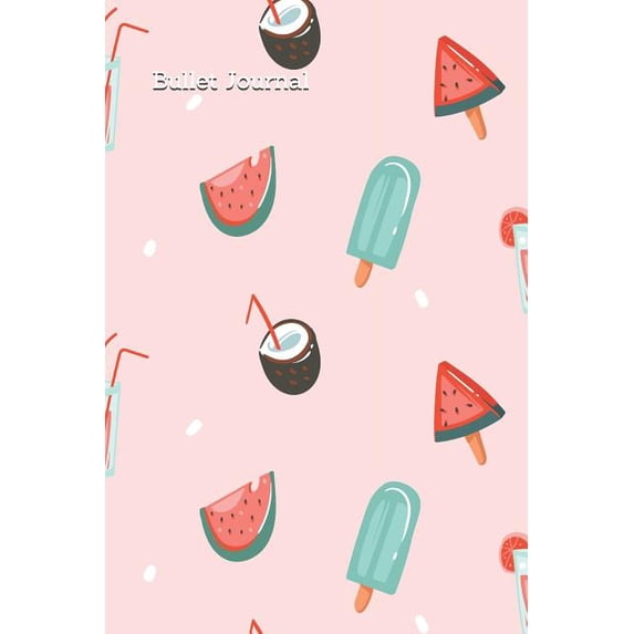 Bullet Journals/ Dot Grid Journals: Bullet Journal: Baby Pink Watermelon, Ice Cream and Coconut (Paperback)