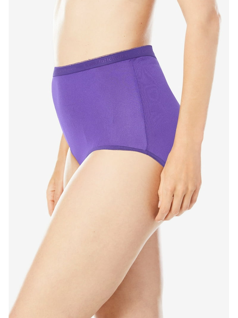 Comfort Choice Women's Plus Size 10-Pack Nylon Briefs Bright