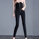 thumbnail image 4 of Pantalones pitillo elásticos de cintura alta con siete botones engrosamiento de terciopelo para mujer pantalones vaqueros lápiz pantalones largos Pompotops ulkah942918, 4 of 5