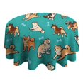 thumbnail image 4 of Cartoon Shiba Inu Dog Round Tablecloth 60"x60",Wrinkle Wipeable Table Cloth for Kitchen Dining Room Picnic Patio Party, 4 of 6