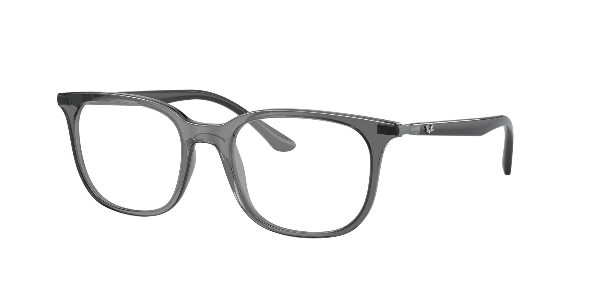 Ray-Ban Men's Size 52 Square RB7211 Optics Prescription Eyeglasses with Case, Transparent Grey/Demo Lens