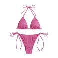 thumbnail image 5 of QUNYINEY Bikinis for Women 2 Piece Thong String Pink 2 Piece Swimwear Tie Side Swimsuit Sets, 5 of 5