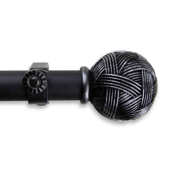 Contemporary Home Living 125" Black and White Contemporary Single Curtain Rod