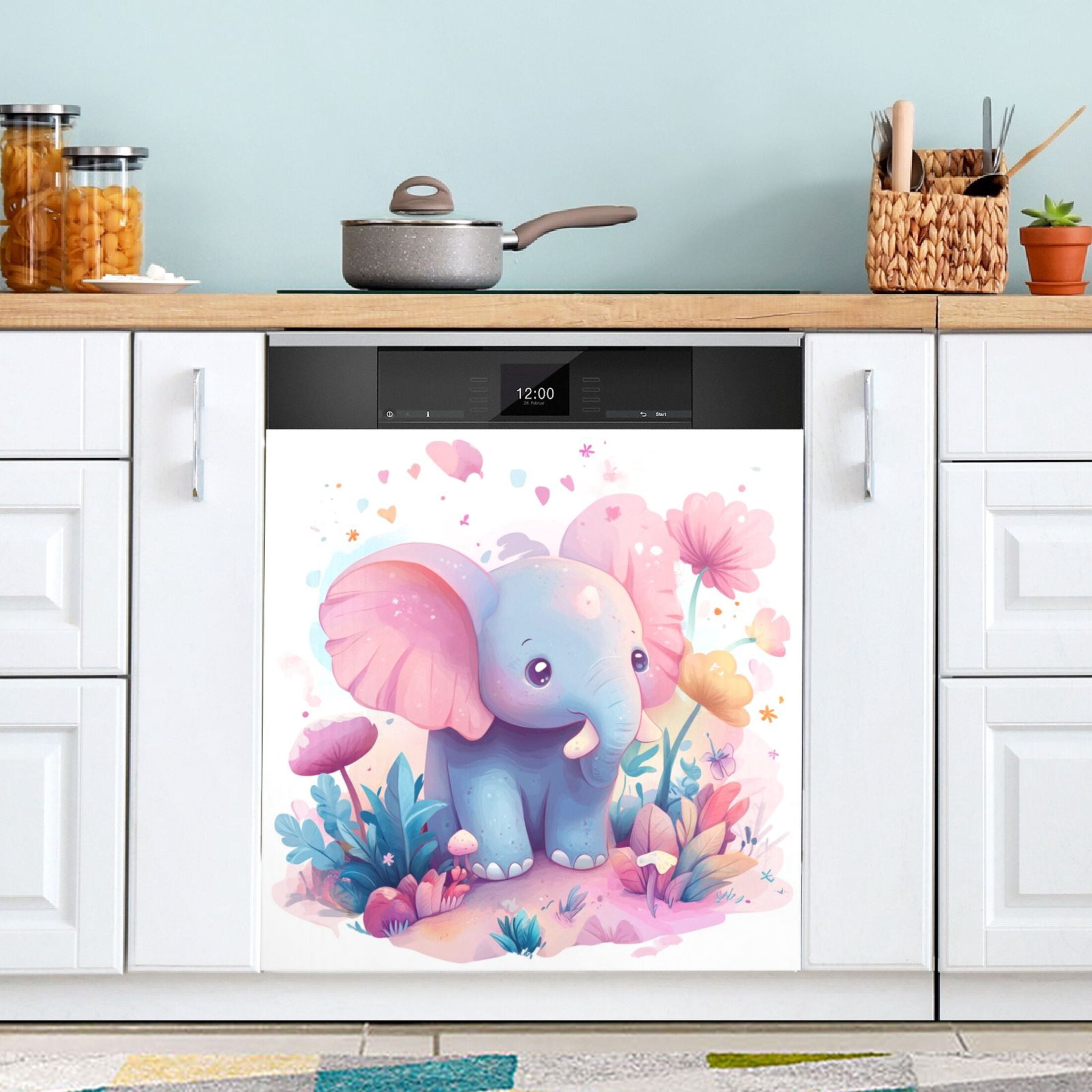 Dishwasher Magnetic Sticker 23x26 Inch Refrigerator Magnetic Sticker Washing Machine Magnetic Sticker Kitchen Panel Magnetic Sticker Home Decor Pink Blue Image