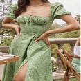 thumbnail image 3 of EIMELI Robe Boho Cottagecore pour Femmes à Manches Bouffantes Robe Vintage à Encolure Carrée Robe Fendue à Fleurs Flatteuse Maxi Longue Robes d'Été, 3 of 7
