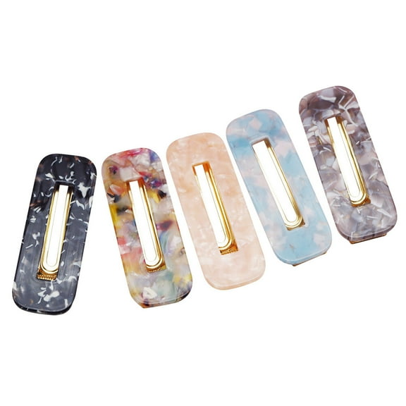 Homoyoyo 5-Pack Square Flat Hair Barrettes for Women, Colorful Acetate Hair Clips with Elegant Design
