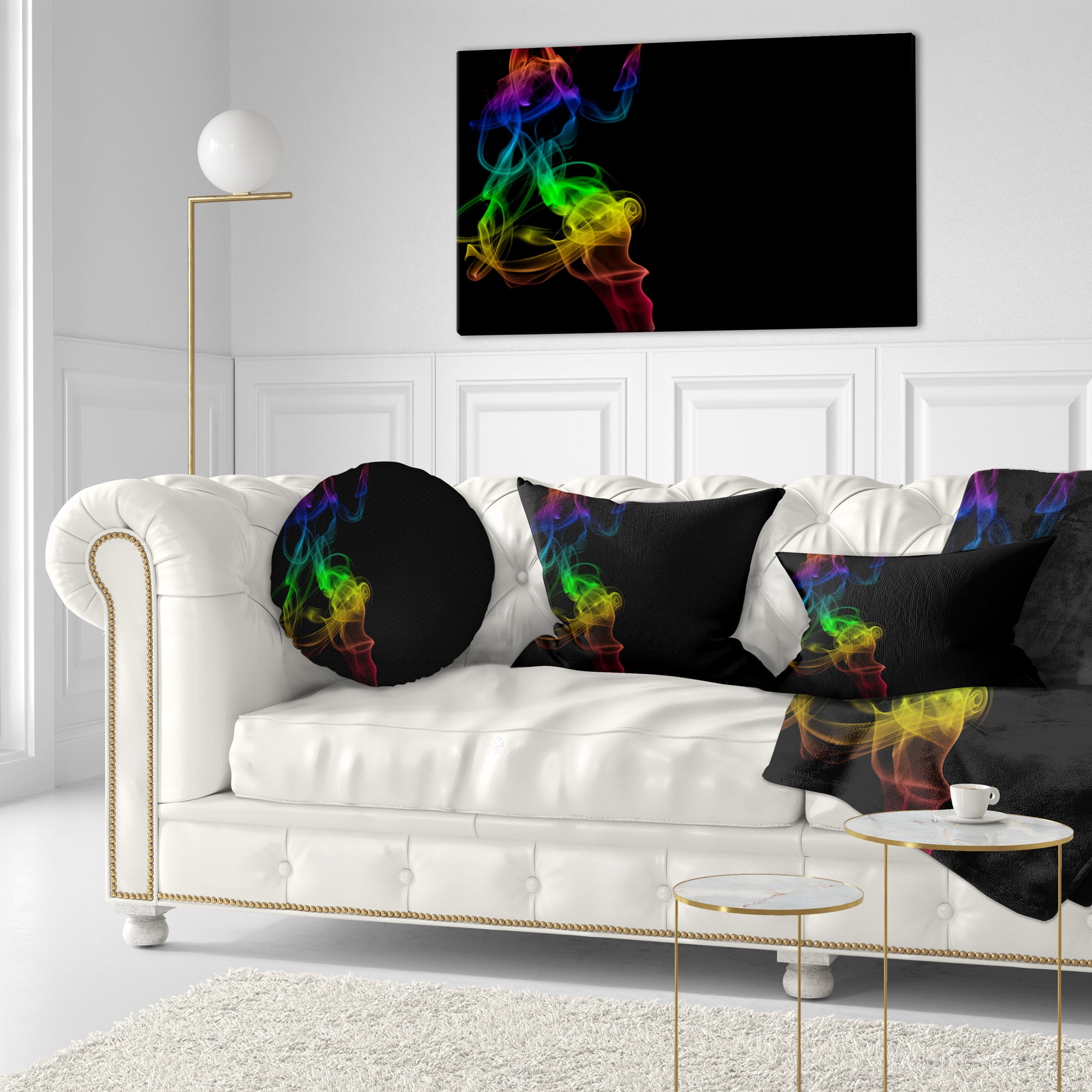 Designart Colorful Abstract Smoke Waves - Abstract Throw Pillow - 12x20