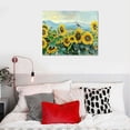 thumbnail image 5 of Acheng Sunflower Wall Art Canvas Flowers Yellow Picture Rustic Floral Field Landscape Painting, Countryside Framed Artwork for Living Room Bedroom Bathroom Dinnng Room Office Home Decor  16x12in, 5 of 6