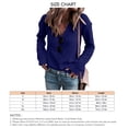 thumbnail image 5 of Suéter de punto Cuello en V Hombro caído Manga larga Color puro Suéter casual para mujer Azul S, 5 of 5